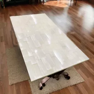 Selenite Stone Table top, Handmade stone Dining table, Sun Burst pattern Decor - Picture 1 of 9
