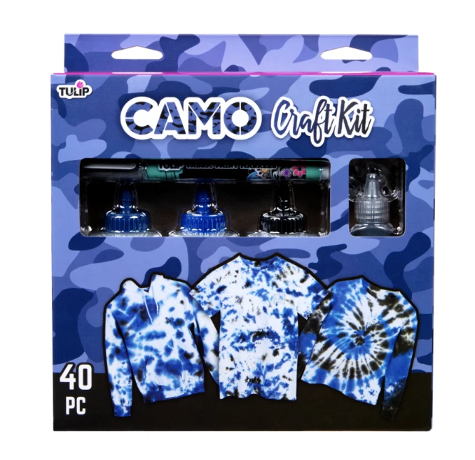 Tulip Tie Dye Camo Craft Kit, (Navy Blue, Royal Blue and Black), 40 Pieces - Image 1 of 1