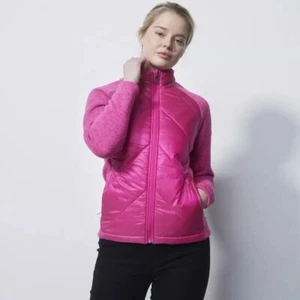 NEW Daily Sports Women Fleece Quilt Jacket Golf Mini Micro Front Pink M $240 NWT - Picture 1 of 4