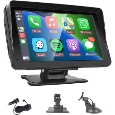 Wireless Apple CarPlay Android Auto 7" Tragbar Touchscreen Autoradio BT FM AUX - Bild 1 von 4