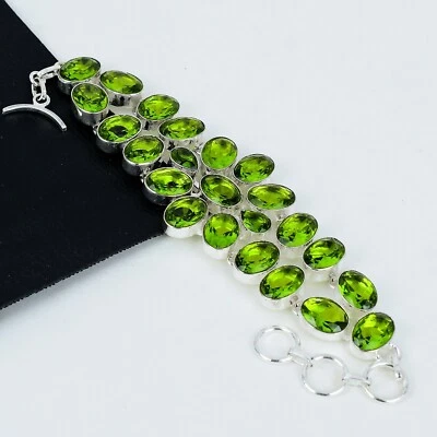 Peridot Gemstone Handmade 925 Sterling Silver Bracelet August Birthstone - Image 1 of 4