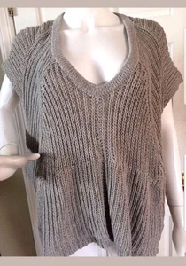 INHABIT cotton cashmere blend vest sweater S Brown - Picture 1 of 6