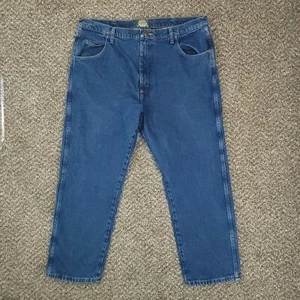 CABELAS Mens 40x30 Flannel Lined Heavy Duty Straight Leg Denim Blue Jeans Work - Picture 1 of 12