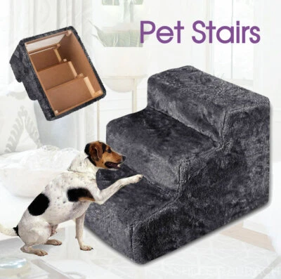 Portable Pet Soft Plush 3 Steps Ladder Dog Cat Stairs Ramp Washable Cover - image 1 of 4