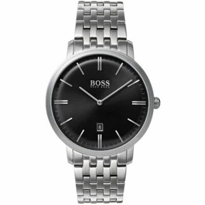 Hugo Boss Tradition 1513536 Silver Tone Black Date Dial Classic Mens Watch - Picture 1 of 6