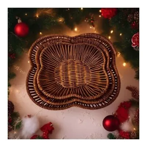 3pcs Hand Rattan woven bamboo basket snacks fruit trays bread baskets Three size - Picture 1 of 7