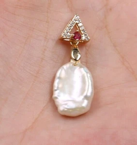 12x19mm Classic Natural White baroque kasumi pearl necklace 18inch Chain - Picture 1 of 3