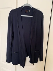 Rafaella Size PXL Navy Knit Long Sleeve Pocket Sweater 100% Cotton - Picture 1 of 2