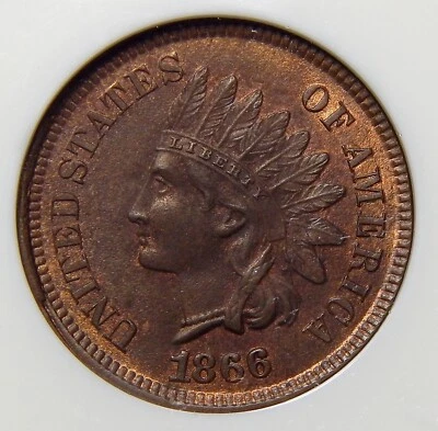 1866 NGC MS65RB INDIAN HEAD CENT - Image 1 of 4