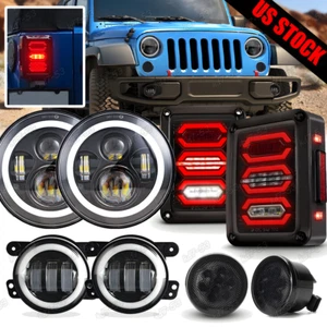 LED Headlights Tail Light Fog Turn Signal Lamp Combo For Jeep Wrangler JK 07-18 - Picture 1 of 21