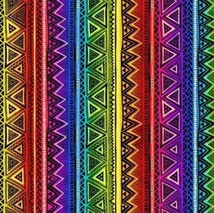 African Sunset by Chong A Hwang Rainbow Tribal Stripes Fabric By The Yard - Picture 1 of 2