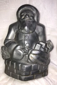 1940’s Cast Aluminum Santa Claus Cake Mold Pre-Nordic Ware - Plastics Of Industy - Picture 1 of 11
