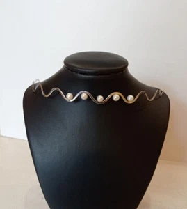 Collarino donna oro bianco e perle 750 mm 18 kt - Foto 1 di 4