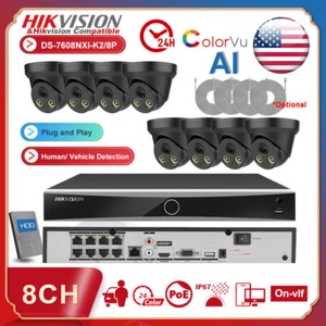 Hikvision 4K 8CH 5MP IP Security Camera System ColorVu Black POE AI NXI NVR Lot - Picture 1 of 22