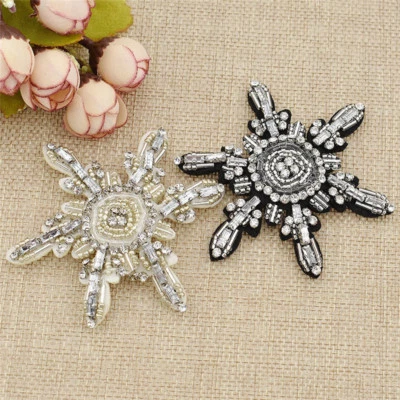 Silver Sequins Embroidery Flower Patches Beads Applique Sewing on Clothes Craft - Image 1 of 4