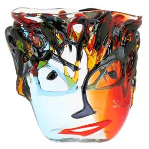 GlassOfVenice Murano Glass Picasso Head Vase - Wide