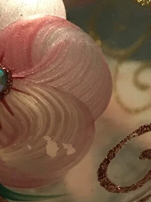 MADIGGAN AUSTRALIA CRYSTAL COLORS HAND PAINTED  W/ROSE QUARTZ 5” VASE/VOTIVE  - Image 1 of 4