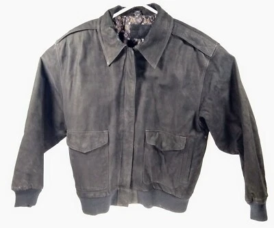 Chaqueta de Cuero Hunt Club Para Hombres Patrón Negro Aislado Invierno Bombardero Cremallera Grande Foto 1 de 4