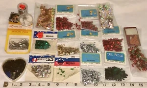 8500 Vintage Sequins Trims Lot Fibre Craft Crafts Jewelry Christmas NEW NOS - Picture 1 of 7