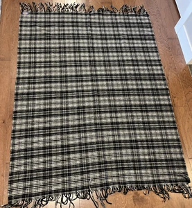 Vintage Pendelton 100% Vigin Wool Throw Blanket 66x52 Plaid Fringe (READ) - Picture 1 of 8