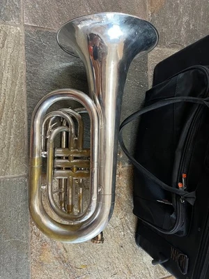 Yamaha YBN301M Silver Marching Baritone Horn with case and mouthpiece - Image 1 of 4