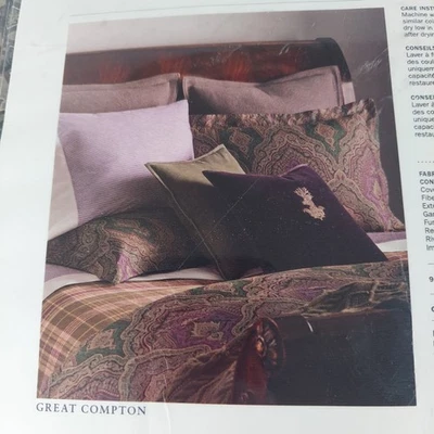 RALPH LAUREN GREAT COMPTON WESTPORT Purple/Green Paisley QUEEN COMFORTER & Shams - Image 1 of 4