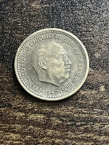 1947 Spain Una Peseta Actual Coin TB2862* - Picture 1 of 2