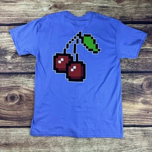 Metavirgin Pixel Cherries Graphic T-Shirt Mens Large Purple Short Sleeve Purple - Picture 1 of 5