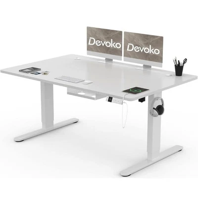 Büroschreibtisch Elektrisch Höhenverstellung Schreibtisch 140x80 USB-C Anschluss - Bild 1 von 4