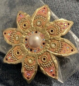 Artisan signed Sterling Silver Flower Brooch Pendant - Picture 1 of 3