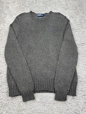 Polo Ralph Lauren Sweater Men XL Charcoal Gray Linen Blend Ribbed Pullover Vtg - Image 1 of 4