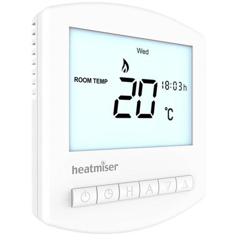 Heatmiser Slimline V4 Wired Programmable Thermostat - White - Image 1 of 1