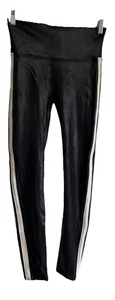 Spanx Damen schwarz Kunstleder weiß gestreift Moto Leggings Größe Medium - Bild 1 von 3