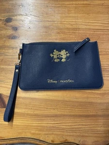 Disney Pandora Mickey & Minnie Mouse Navy & Gold Clutch 10”x6” Wristlet - Picture 1 of 4