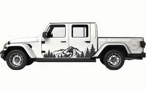 Graphics Pine Forest Snow Mountain Sticker For Jeep Gladiator Side Door Decals - Foto 1 di 4