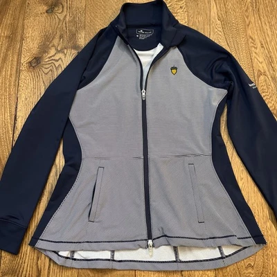 Top Peter Millar para mujer Spanish Oaks con cremallera completa azul FPS, talla M Foto 1 de 4