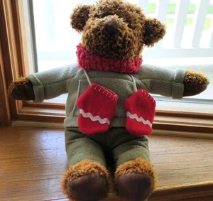Hallmark Teddybär Plüsch roter Schal und Fäustlinge mit grünem Shirt Weihnachten - Bild 1 von 2