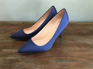 NWB JCrew $278 Elsie Pumps in Satin w/ Glitter Sole 6-M Navy Blue AE847 heels - Picture 1 of 9