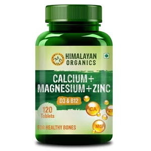 Himalayan Organics Calcium Magnesium Zinc Vitamin D3 & B12 - 120 VegTablet - FS - Picture 1 of 6