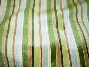 10 YDS STROHEIM~CUT  BRUSHED VELVET  STRIPES GREEN UPHOLSTERY FABRIC FOR LESS - Picture 1 of 4