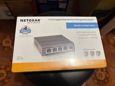Switch Ethernet Gigabit Netgear GS105E Managed - Immagine 1 di 2