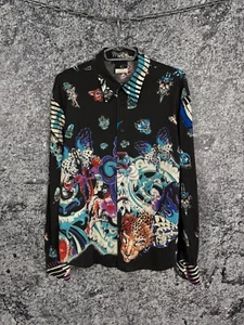 Rare Vintage Just Cavalli Long Sleeve Designer Shirt Tattoo Leopard Print Sz XL - Picture 1 of 18