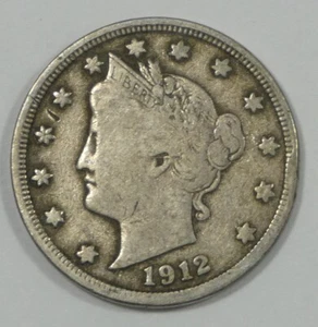 1912-S Liberty/"V" Nickel FINE 5-Cents ~ 1st Branch Mint Nickel - Picture 1 of 4