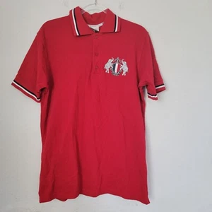Franschhoek Men's Red Rugby Polo Shirt Sz L Elephant - Picture 1 of 8