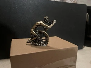 rare Brass satan on tire lucifer devil ratrod vintage car hood ornament - Picture 1 of 8