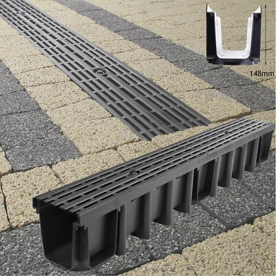 Entwässerungsrinne Gußrost Linie Tiefe 148mm SET Neue Gusseisen B125 befahrbar