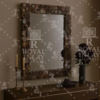 Espejo rectangular ágata multirebanada - espejo de pared de lujo multicolor hecho a mano Foto 1 de 4