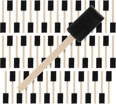 Juego de pinceles de pintura con mango de madera de esponja de espuma de 1 pulgada (paquete de valor de 50) - Ligero, Foto 1 de 4