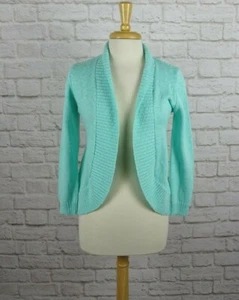 Blush & Bloom Girl's Cardigan Sweater Crochet Back Slubbed Sea Green NWT XL - Picture 1 of 12