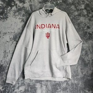 Men’s NCAA Indiana University Hoosiers Pullover Hoodie Gray Football Sports - Picture 1 of 10